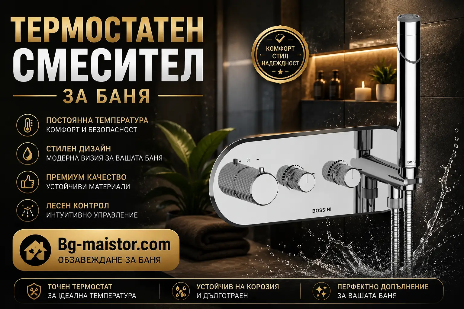 Tермостатен смесител за баня | bg-maistor.com